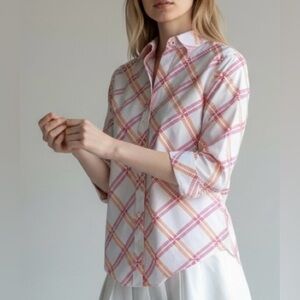 Chicos no-iron Plaid Button-Up Top